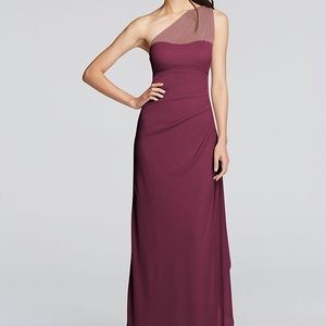 One Shoulder Bridesmaid Dress: Wine